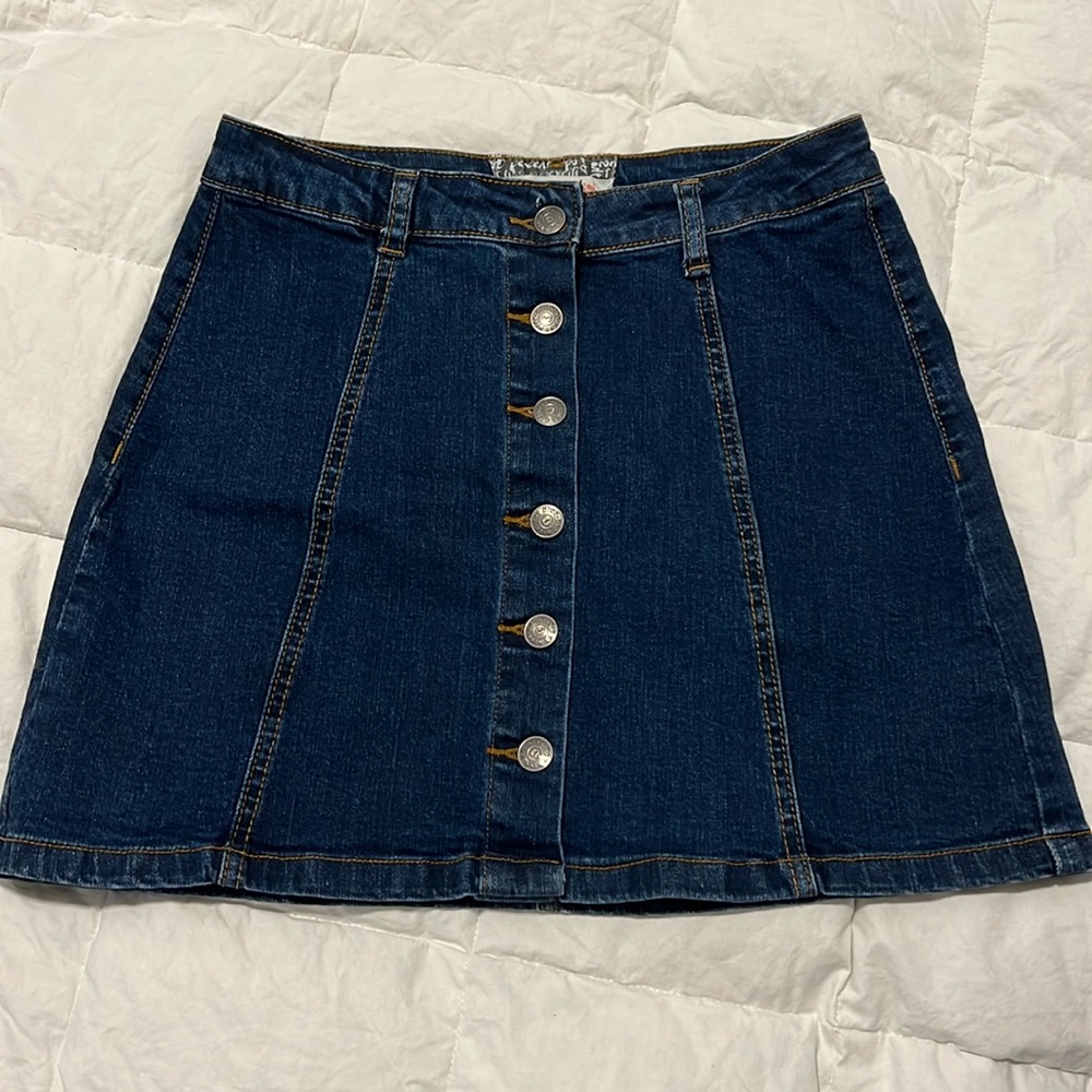 Jean Button Midi Skirt